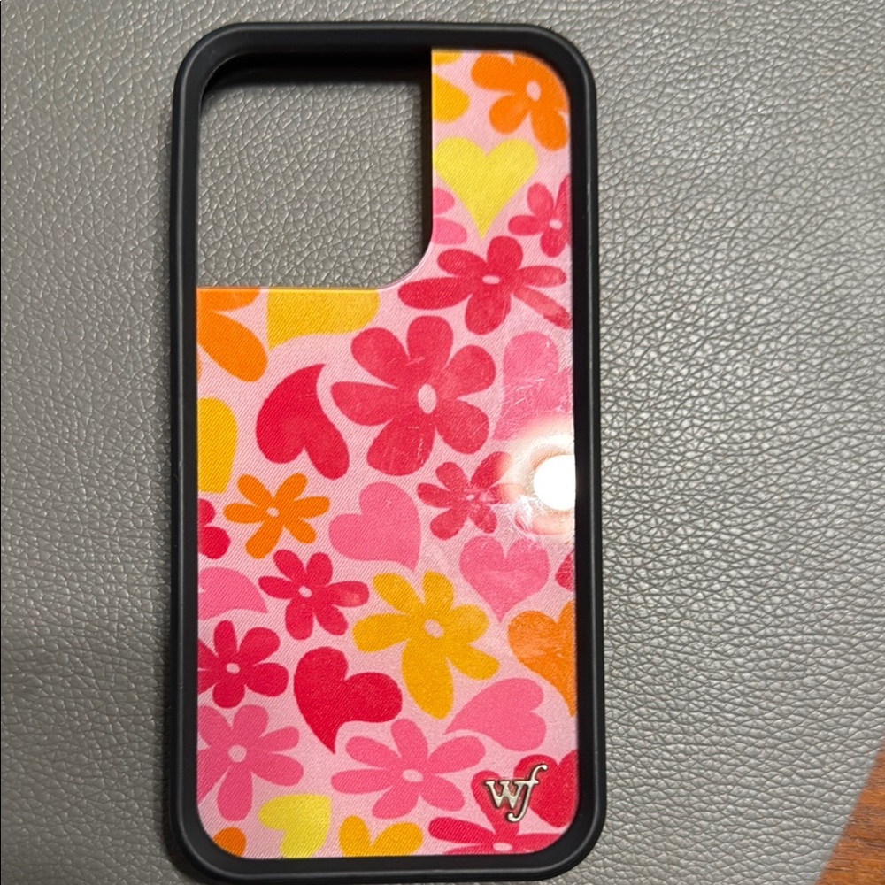 Floral Pattern Phone Case - Pink and Orange